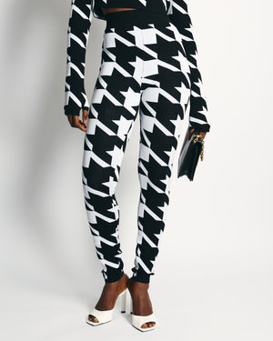 Balmain Black & White Logo Knit Cropped Top and Trousers Set with Abstract Print Detail FR 36/38 (UK 8/UK 10)