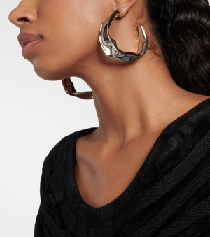 Alaia Fluide Drop Hoop Earrings in Silver