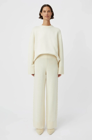 Camilla and Marc Cream Wool Trousers, Jumper and Scarf Set FR 36 (UK 8) RRP £1,150