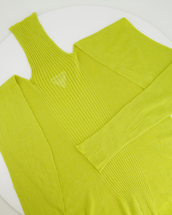 Bottega Veneta Lime Silk Knitted High-Neck Jumper Size M (UK 10)