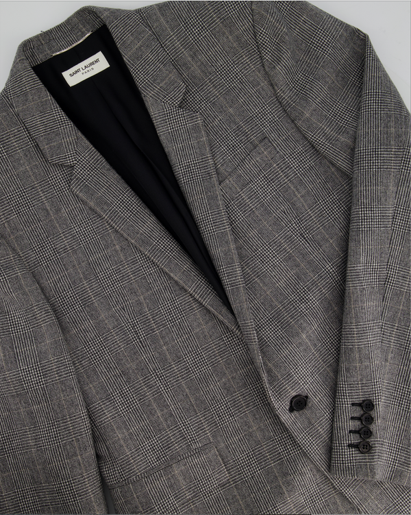 Saint Laurent Grey and Black Menswear Houndstooth Blazer FR 54 (UK 44)