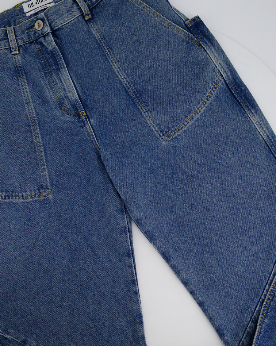 The Attico Blue Denim Over-Sized Jeans with Pocket Detail Size 26