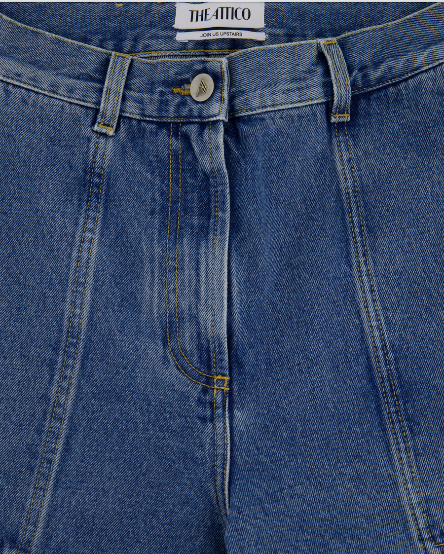 The Attico Blue Denim Over-Sized Jeans with Pocket Detail Size 26