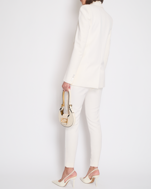 Saint Laurent Cream Suit Jacket and Trouser Set With Silk Lapel Detail Size FR 36 (UK 8)