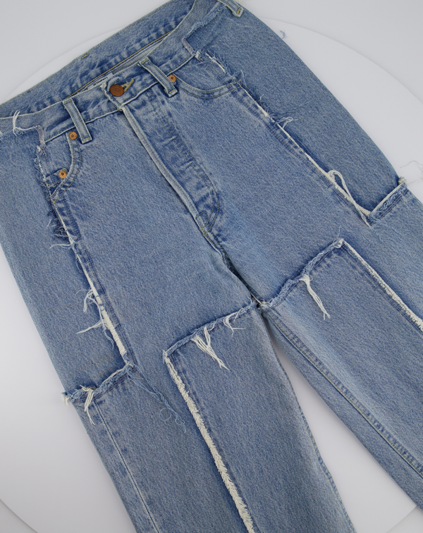 Vetements Blue Distressed High Waist Straight Leg Jeans Size XS (UK 6)