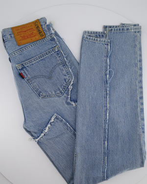 Vetements Blue Distressed High Waist Straight Leg Jeans Size XS (UK 6)