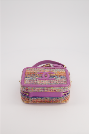 *HOT* Chanel Purple & Multicolour Tweed Small CC Vanity Case Bag in Lambskin Leather with Brushed Gold Hardware