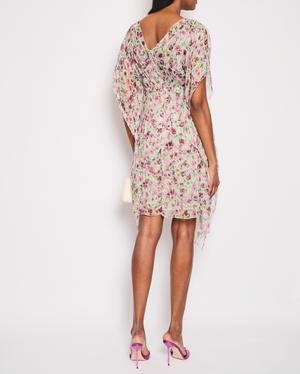 Dolce & Gabbana Silk Flowing Sleeveless Dress with Floral Print Details Size IT 40 (UK 8)