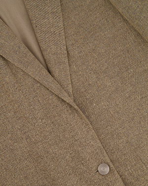 Chanel Sand Beige Linen Long Jacket with Silver CC Button Detail Size FR 40/42 (UK 12/14)