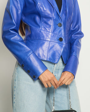 Jitrois Electric Blue Lambskin Leather Jacket Size FR 40 (UK 12)