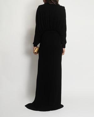 Saint Laurent Black Elastic Viscose Dress with Shoulder Pads and Batwing Sleeves FR 38 (UK 1