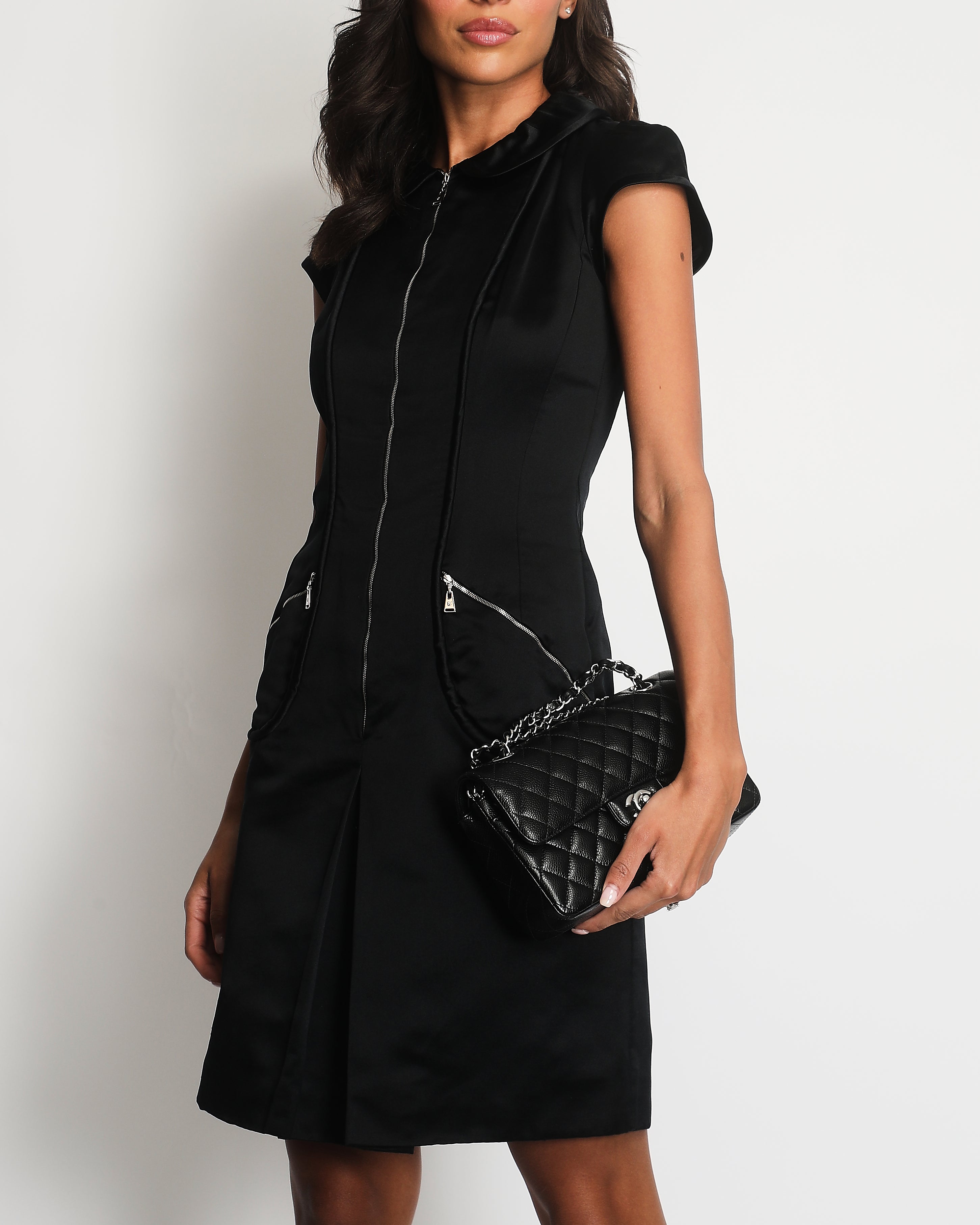 Louis Vuitton black silk dress size outlet 34