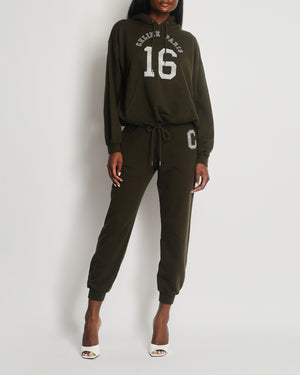 Celine Khaki Logo 16 Hoodie with Waist Tye Detail FR 38 (UK 10)