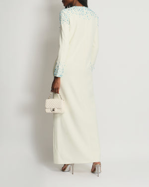 Safiyaa Ivory Long Sleeve Naima Crystal Embellished Dress FR 38 (UK 10)