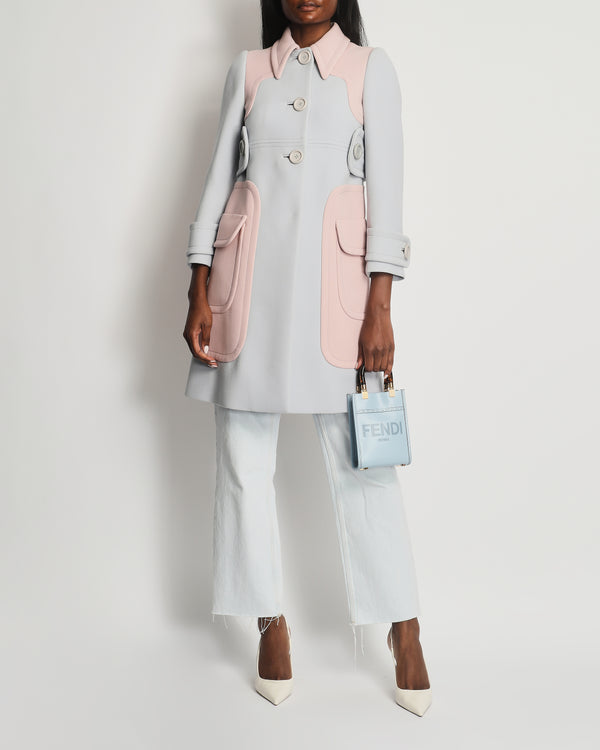 Miu Miu SS/14 Runway Pink and Blue Button Down Coat IT 38 (UK 6)