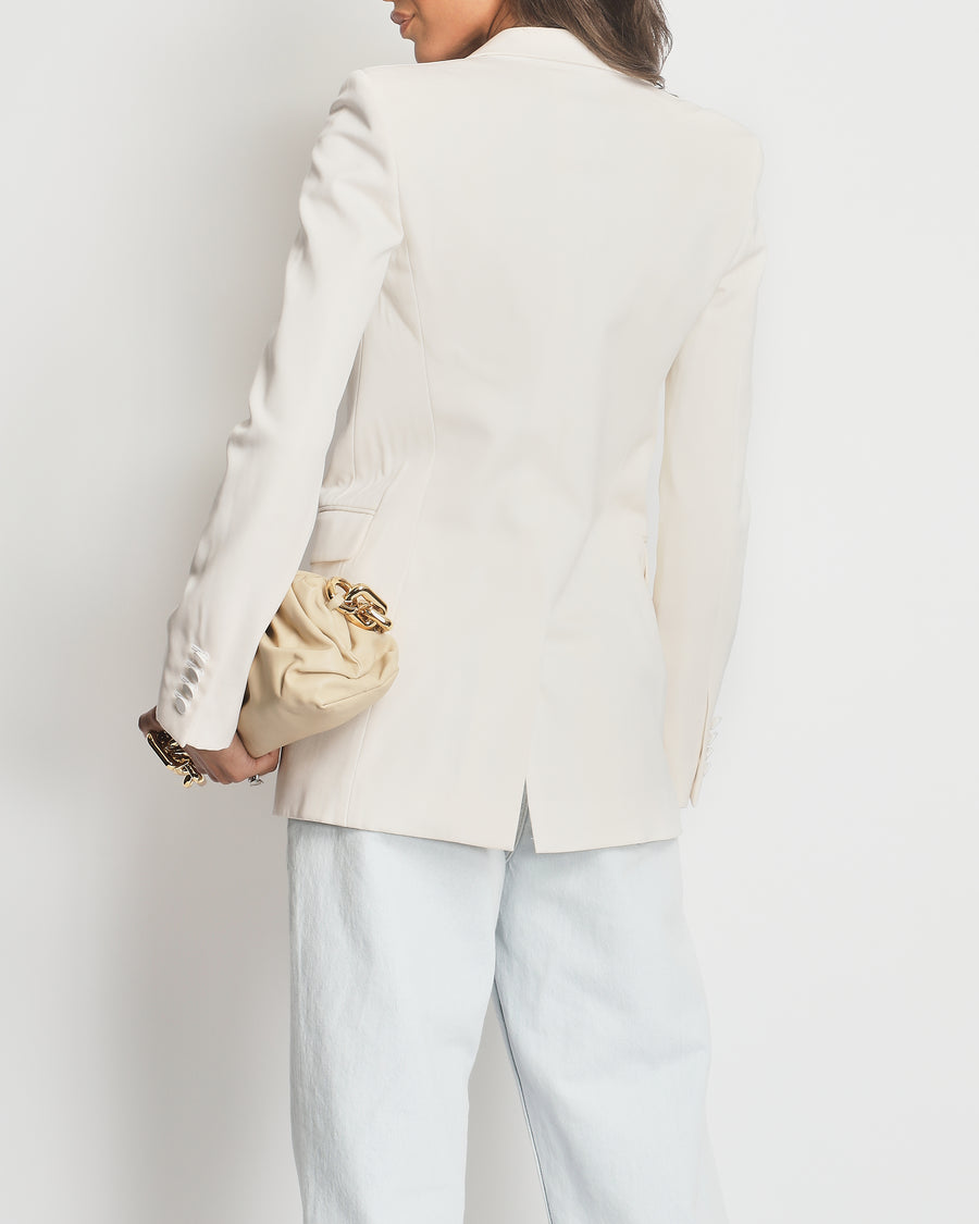 Saint Laurent Cream Blazer with Satin Lapel Detail FR 34 (UK 6)