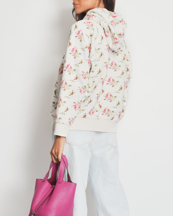 Gucci Ivory Floral Oversized Hoodie with Logo Print Size S (UK 8)