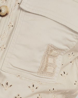 Ermanno Scervino Beige Cropped Embroidered Jacket with Logo Detail Size IT 40 (UK 8)