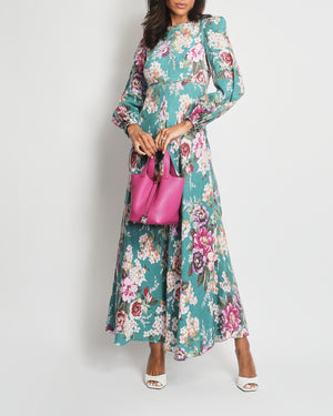 Zimmermann Blue Multicoloured Floral Long-Sleeve Maxi Dress Size 0 (UK 8)