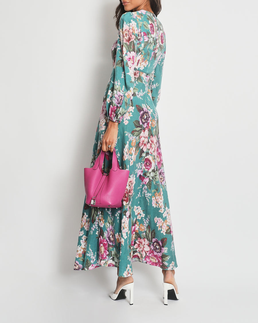 Zimmermann Blue Multicoloured Floral Long-Sleeve Maxi Dress Size 0 (UK 8)