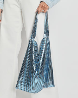 Paco Rabanne Blue Pixel Chainmail Shoulder Bag