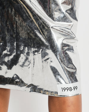 *HOT* Dolce & Gabbana x Kim SS/23 Metallic Silver Foiled Jersey Calf-Length Dress IT 42 (UK 10)