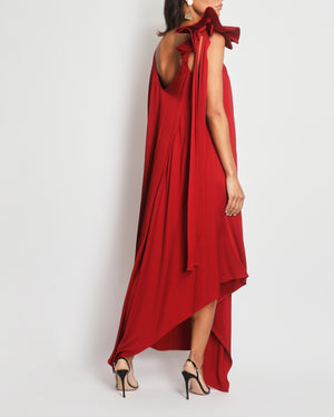 Valentino Red Draped Silk One shoulder Dress Size IT 40 (UK 8)