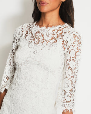 Dolce & Gabbana White Lace Three Quarter Length Sleeve Dress Size IT 36 (UK 4)