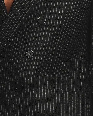 Saint Laurent Black and Gold Pinstripe Double Breasted Blazer FR 38 (UK 8)