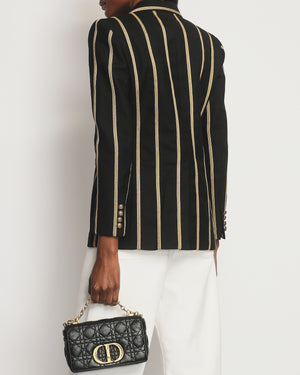 Saint Laurent Black Metallic Stripe Detail Blazer with Antique Gold Button Detail Size FR 38 (UK 10)