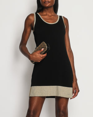 Gucci Black Sleeveless Mini Dress with Gold Trim Detail Size S (UK 8)