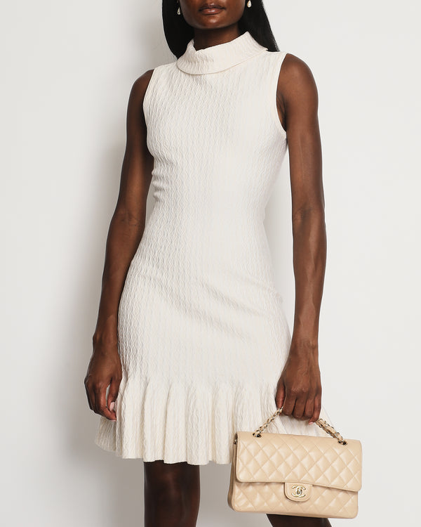 Alaïa Ivory Cowl Neck Midi Dress with Ruched Hem Detail FR 38 (UK 10)