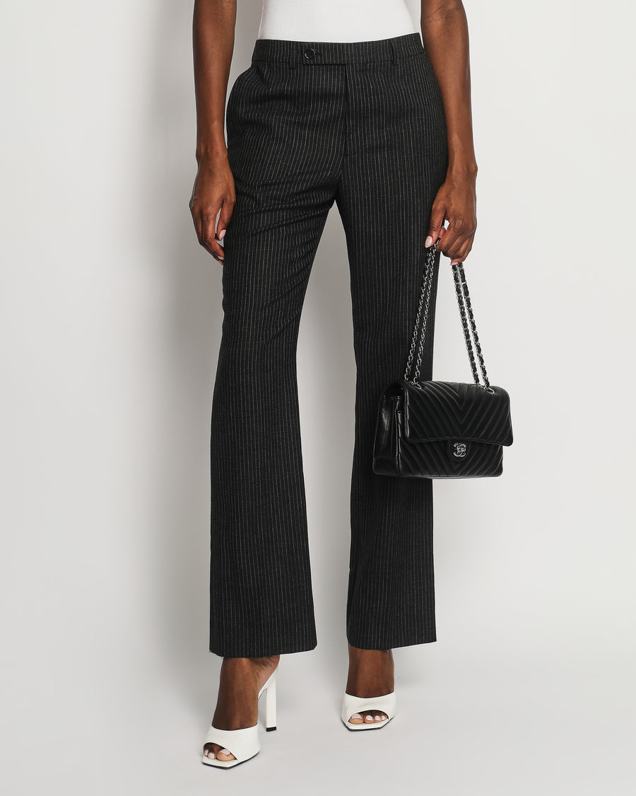 Celine Charcoal Pin-Stripe Mid-Rise Trouser FR 38 (UK 10)