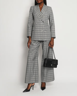 Zimmermann Grey, Black Check Double Breasted Jacket and Tailored Belted Trousers Set Size 0 (UK 6)