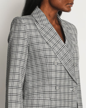 Zimmermann Grey, Black Check Double Breasted Jacket and Tailored Belted Trousers Set Size 0 (UK 6)