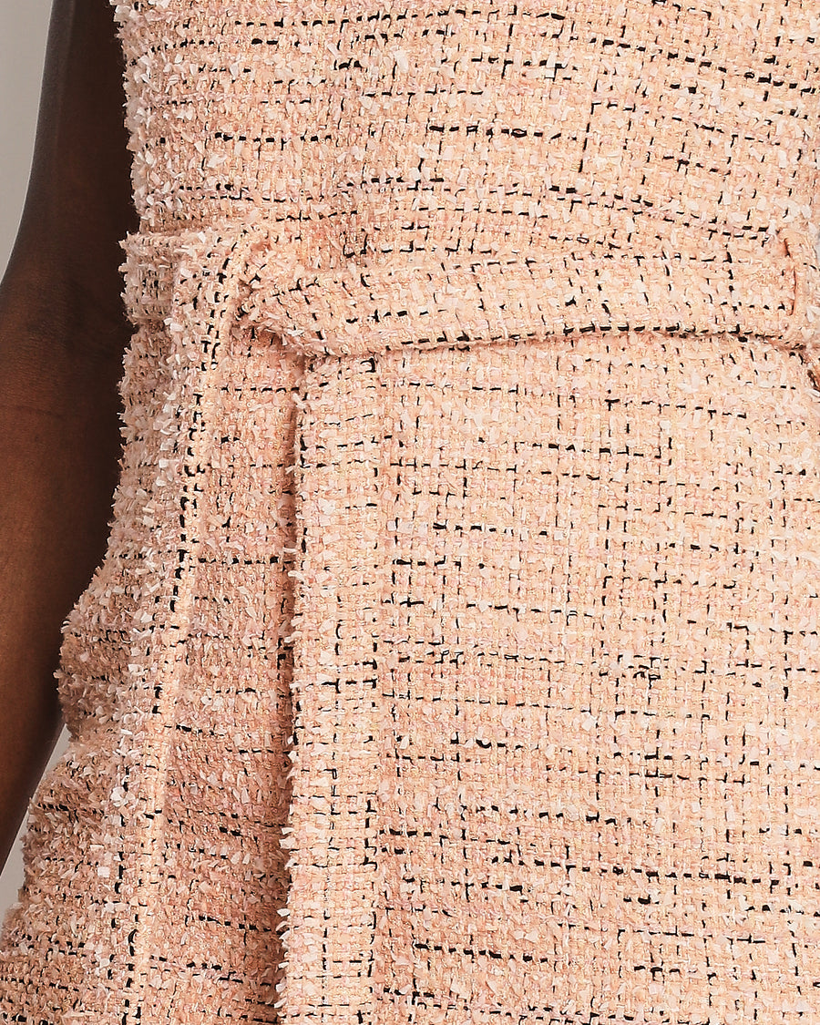 *HOT* Chanel Peach Tweed Belted Mini Dress with CC Buttons FR 34 (UK 4- 6)