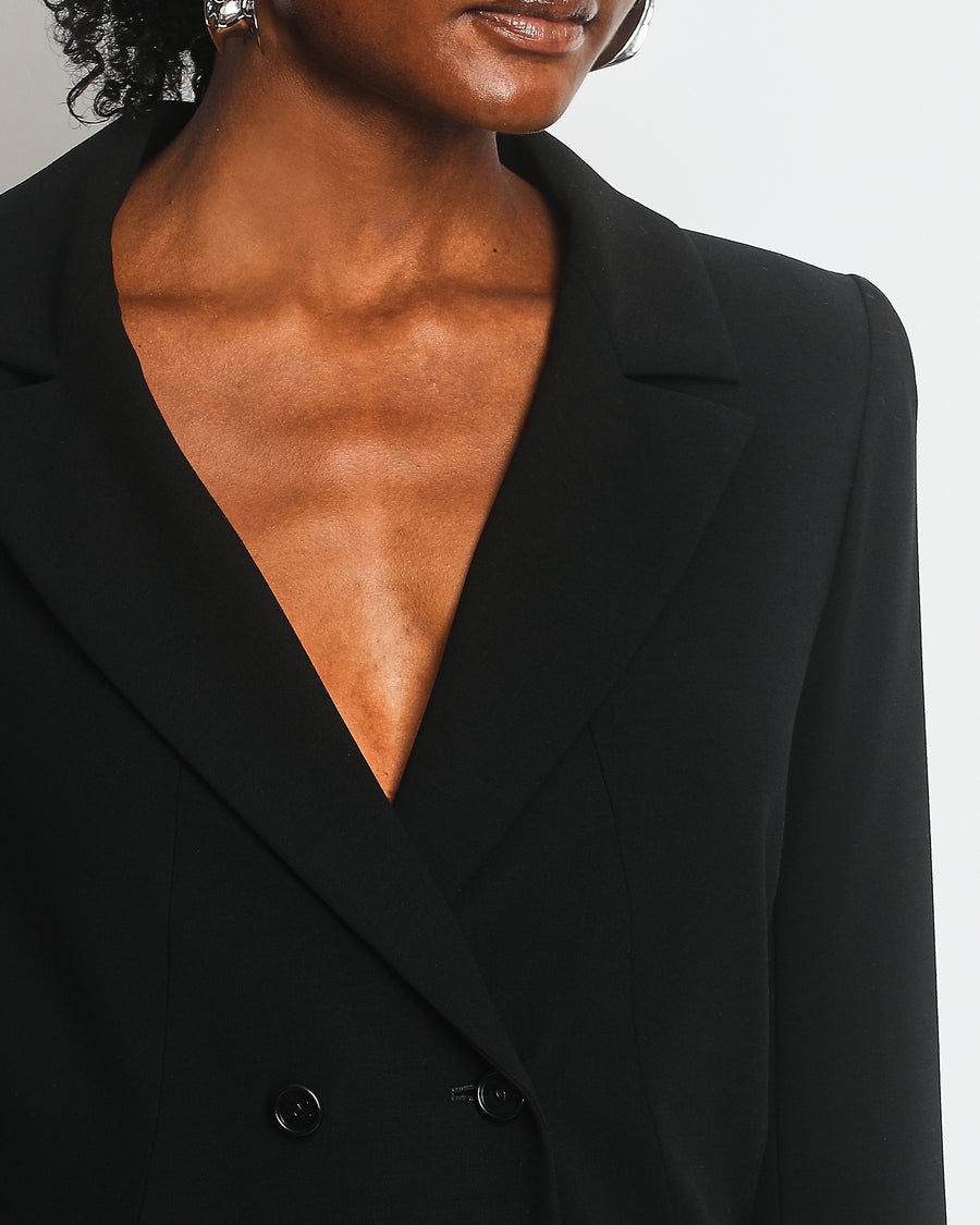 Chanel 98/P Black Double Breasted Jacket with Lapel Detail FR 40 (UK 12)