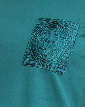 Hermès Teal T-Shirt with Crochet H Pocket Detail Size FR 38 (UK 10)