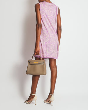 Hermès Purple Silk Printed Sleeveless Mini Dress Size FR 38 (UK 10)