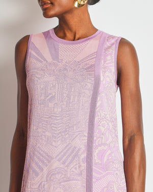 Hermès Purple Silk Printed Sleeveless Mini Dress Size FR 38 (UK 10)