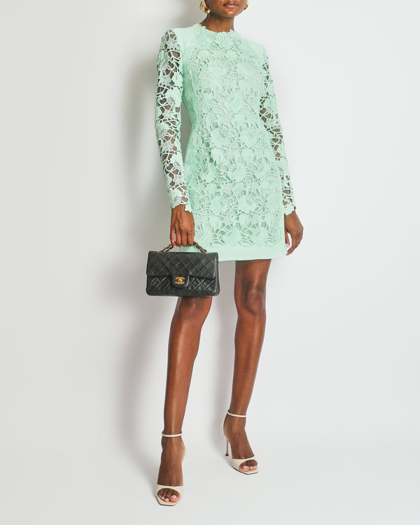 Giambattista Valli Mint Green Lace Long-Sleeve Dress IT 38 (UK 6) RRP £2900