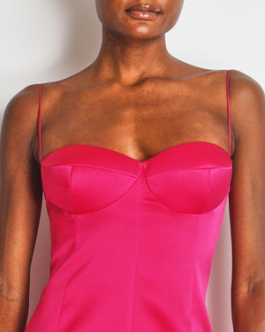 Magda Butrym Hot Pink Silk Bustier Cami Midi Dress Size FR 38 (UK 10) RRP £1,250