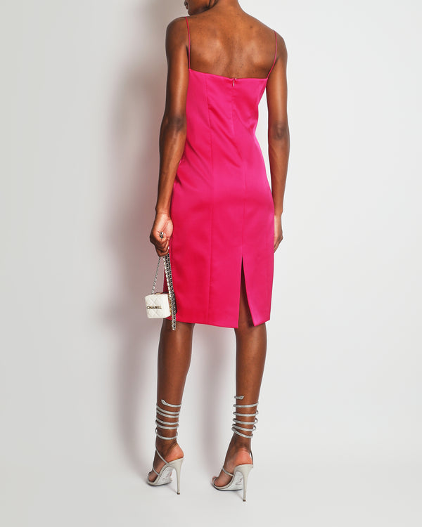 Magda Butrym Hot Pink Silk Bustier Cami Midi Dress Size FR 38 (UK 10) RRP £1,250