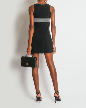 Chanel Black Sleeveless Mini Dress with Silver Abstract Details Size FR 38 (UK 10)