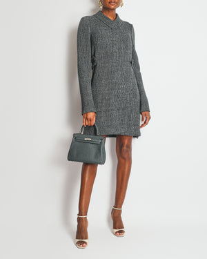 Chanel 12A Grey Tweed Long-Sleeve Mini Dress with Belt Detail Size FR 38 (UK 10) RRP £3,050