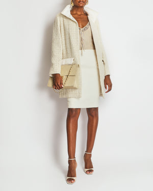 Chanel 12A Beige and Metallic Gold Tweed Long Coat with Pocket Details Size FR 38 (UK 10) £5,550