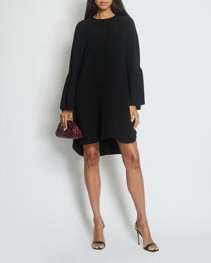 Valentino Black Round Neck Midi Dress with Cropped Sleeve Detail IT 42 (UK 10)