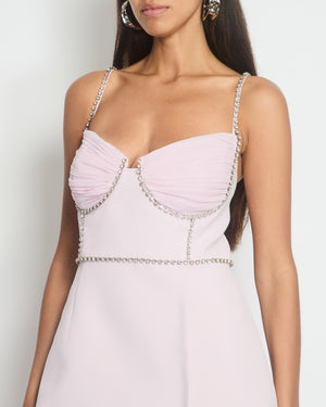 Self-Portrait Pastel Pink Mini Dress with Diamanté Trim Detail FR 42 (UK 14)