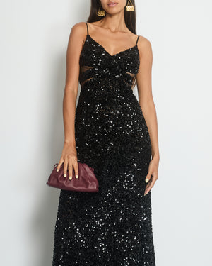 *HOT* Escada Black Sequin Long Sleeveless Gown Dress Size FR 38 (UK 10)