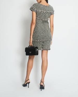 Chanel Grey, Pink Tweed Dress with Plated Trim Detail FR 34 (UK 6)